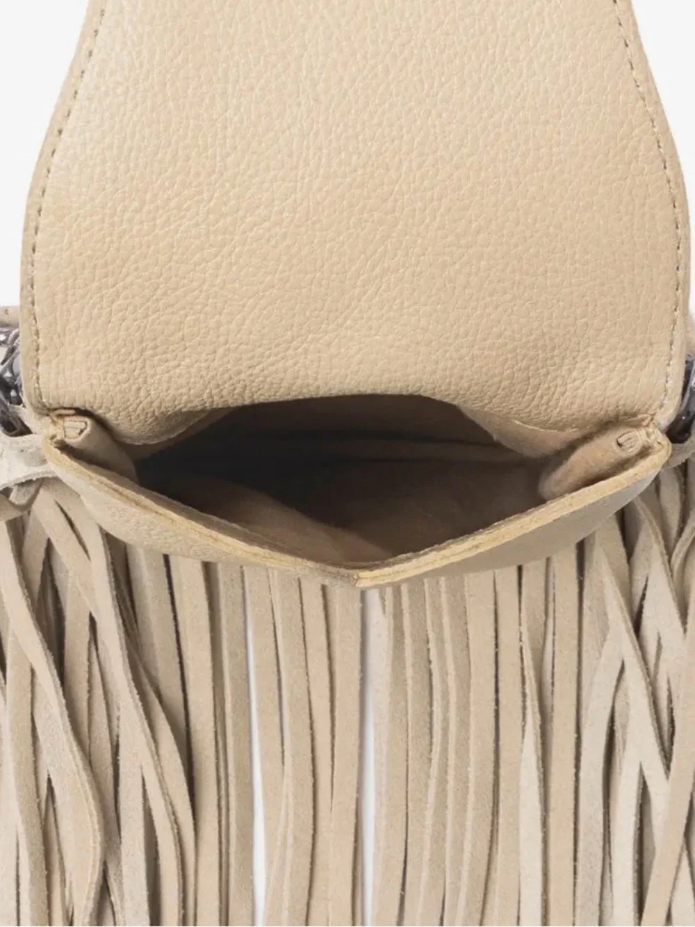 New Fringed Boho Crossbody Bag in Beige